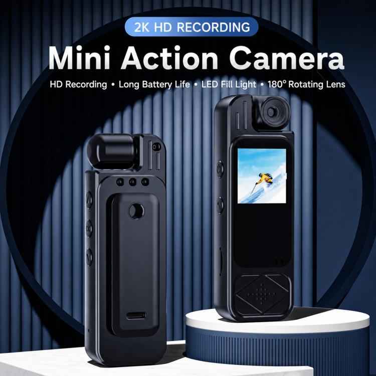 1.3 Inch Screen HD Body Camera With 180 Degree Rotating Lens Wearable Sports Action Camera, 1080P, 2K