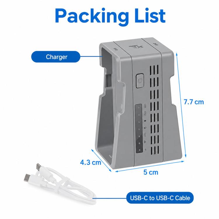For DJI Neo 2 YX Dual Battery Charger 45W PD Fast Charging Hub with Storage Mode, 2-channel