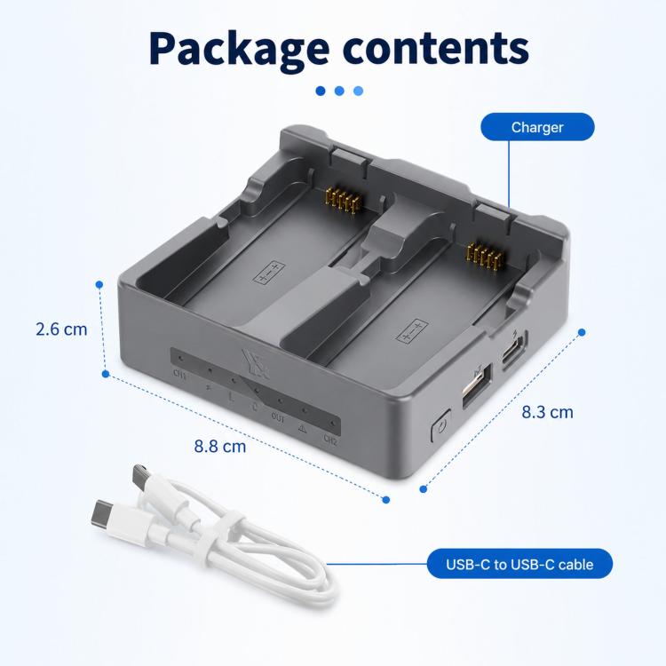 For DJI Neo 2 YX PD 45W Parallel Charger 2-Way Fast Charging Hub with Battery Storage Mode, 2-Way Flat