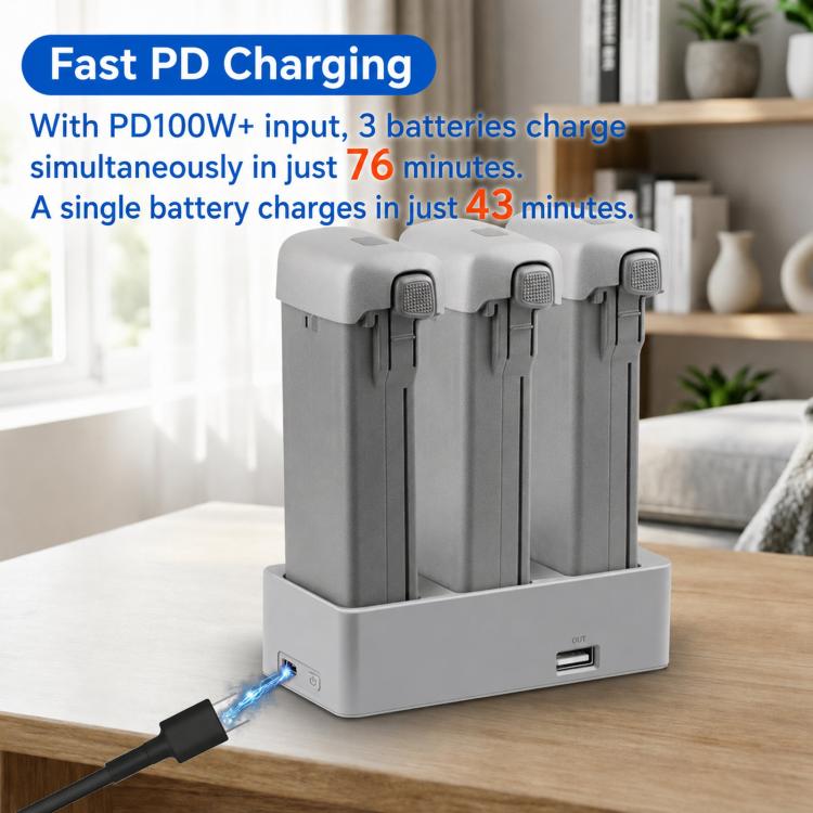 For DJI Avata 360 YX PD 100W Parallel Charger 3-Way Fast Charging Hub With Battery Storage Mode, 3-Way