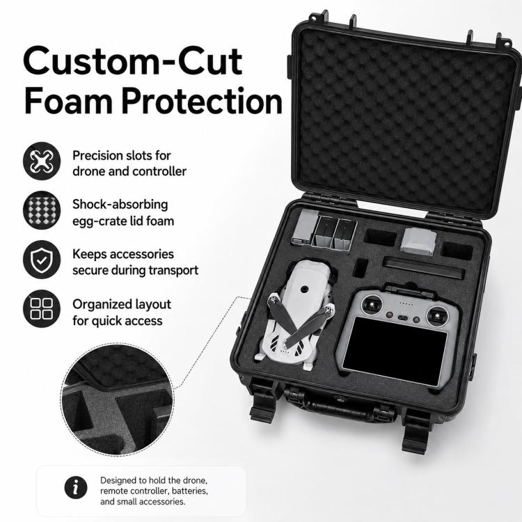 For DJI Lito 1 / X1 Drone Shockproof Safety Case Outdoor Portable Waterproof Storage B, Black No Shoulder Strap, Black With Shoulder Strap