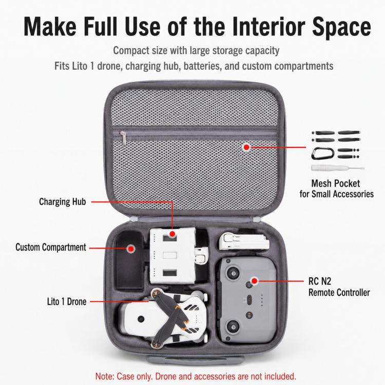 For DJI Lito 1 Drone Kit Storage Case Portable Outdoor Shoulder Bag, For DJI Lito 1 (Gray)