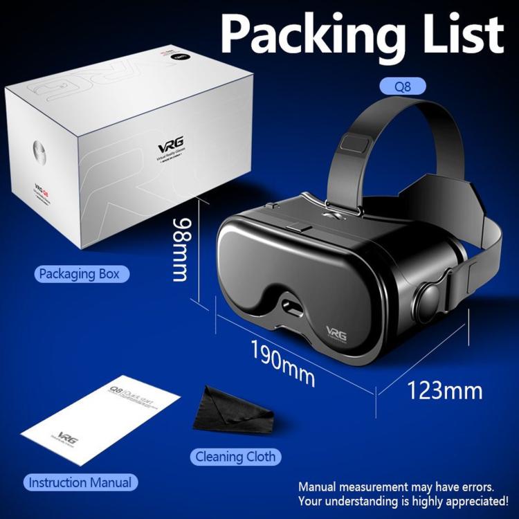 VRG Q8 Virtual Reality 3D Panoramic Gaming Mobile VR Headset, Blue Light, Standard