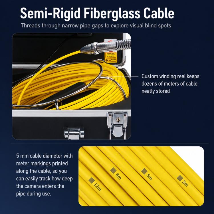 BS70F Industrial Pipeline Endoscope Sewer Pipe Wall Inspection Detector Waterproof HD Camera, 30m, 50m