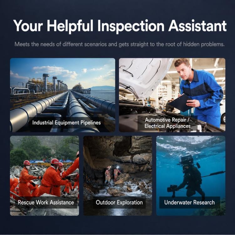 BS70F Industrial Pipeline Endoscope Sewer Pipe Wall Inspection Detector Waterproof HD Camera, 30m, 50m