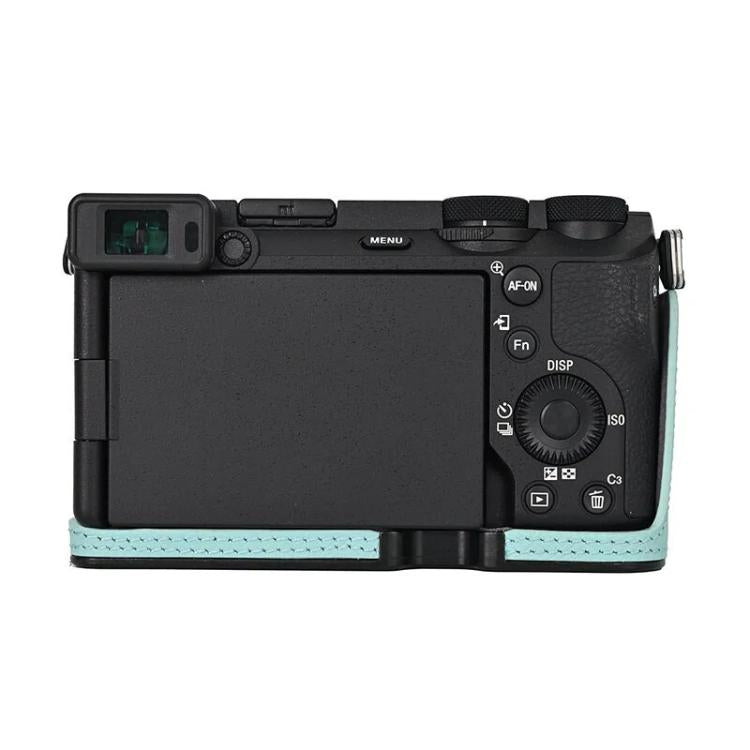 For Sony Alpha 6700 / ILCE-6700 Genuine Leather Half Case Aluminum Alloy Bottom Camera Protective Base