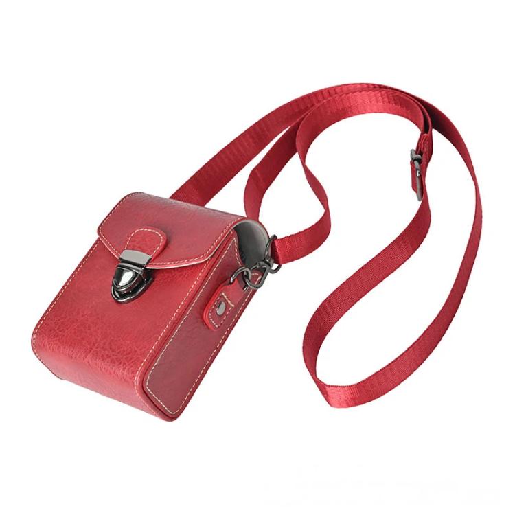 Universal Retro Camera Case Compatible with 90% Compact Cameras Litchi-Texture Protective Pouch with Shoulder Strap & Belt Loop