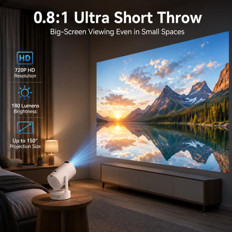 HY300 Ultra Mini Portable Short-Throw Home Projector Android 13 HD Projector, US Plug, EU Plug, UK Plug, AU Plug