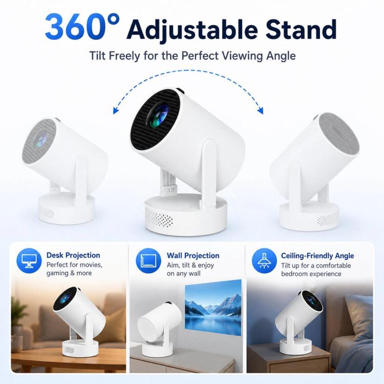 HY300 Ultra Mini Portable Short-Throw Home Projector Android 13 HD Projector, US Plug, EU Plug, UK Plug, AU Plug