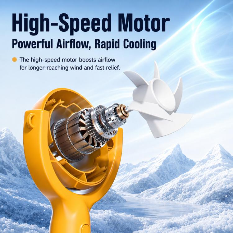 Soccer Portable Handheld Fan 360 Degree Rotatable USB Rechargeable Mini Fan with Detachable Base and Lanyard