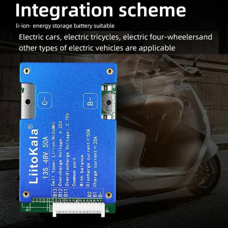 LiitoKala BMS 13-cell Lithium Battery Protection Board, 13S-48V 50A