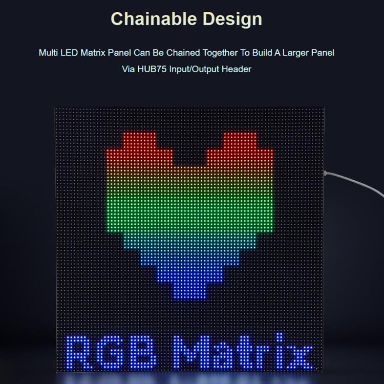 Waveshare 34431 RGB Full-color LED Matrix Panel, 4mm Pitch, 80×40 Pixels, Adjustable Brightness, 34431