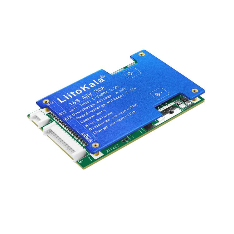 LiitoKala BMS Lithium Iron Phosphate Same-Port Balancing Battery Protection Board, 16S-48V 30A