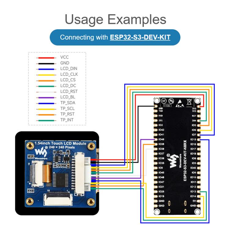 Waveshare 1.54inch Touch LCD Display Module 240×240 Resolution, IPS Panel, SPI And I2C Communication Interfaces, 34370