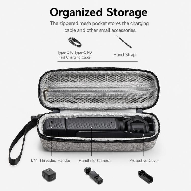 Baona FD006 For DJI Osmo Pocket 3 Hard EVA Case Action Camera Protective Travel Pouch, Gray, Black, Gray+Lanyard, Black+Lanyard, Gray Upgraded, Black Upgraded, Upgraded Gray+Lanyard, Upgraded Black+Lanyard