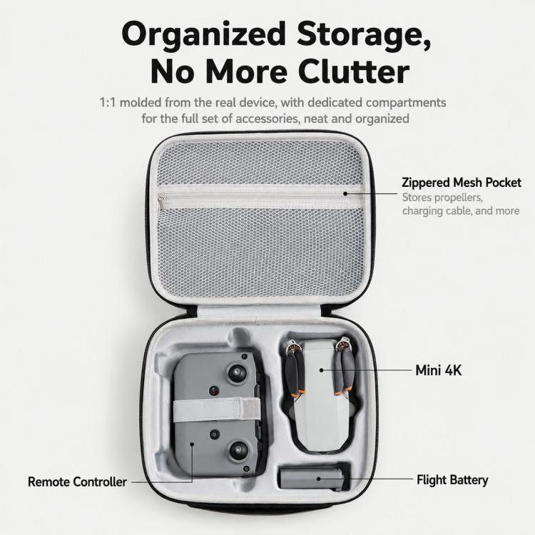 Baona BN-FD004 For DJI Mini 4K Hard EVA Carrying Case Drone Shoulder Bag Protective Storage Box, Large Gray, Large Black, Extra Large Gray, Extra Large Black