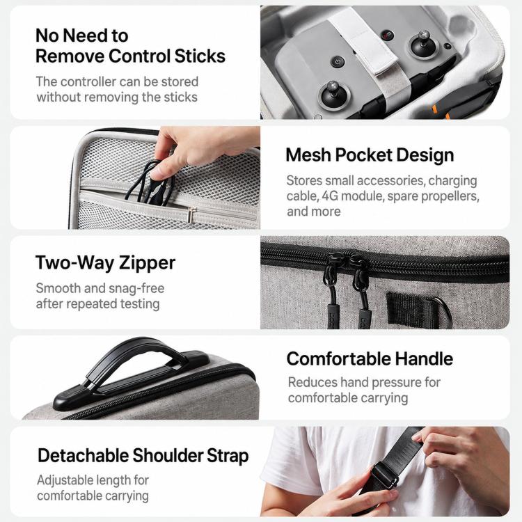 Baona BN-FD004 For DJI Mini 4K Hard EVA Carrying Case Drone Shoulder Bag Protective Storage Box, Large Gray, Large Black, Extra Large Gray, Extra Large Black