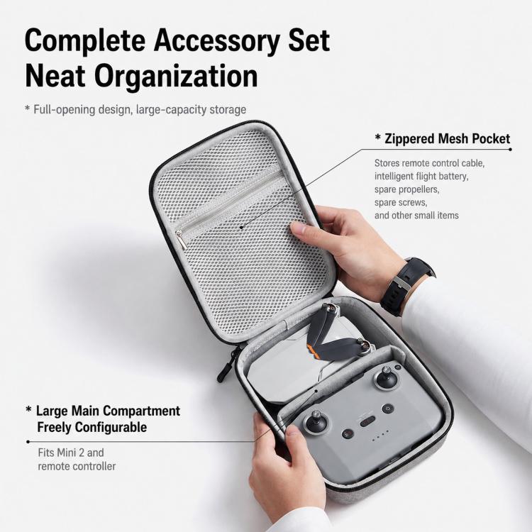 Baona BN-F034 Hard Carrying Case Portable EVA Travel Protective Storage Bag, For DJI Mini 2 / 2SE / SE / 4K / 3 / 3 Pro / 4 Pro, Vertical Gray, Vertical Black, Horizontal Gray, Horizontal Black