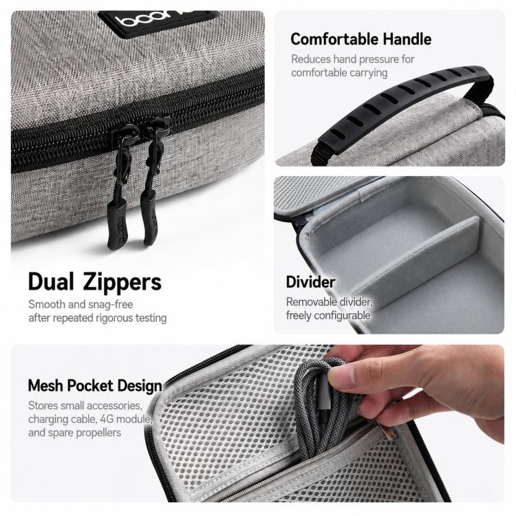 Baona BN-F034 Hard Carrying Case Portable EVA Travel Protective Storage Bag, For DJI Mini 2 / 2SE / SE / 4K / 3 / 3 Pro / 4 Pro, Vertical Gray, Vertical Black, Horizontal Gray, Horizontal Black