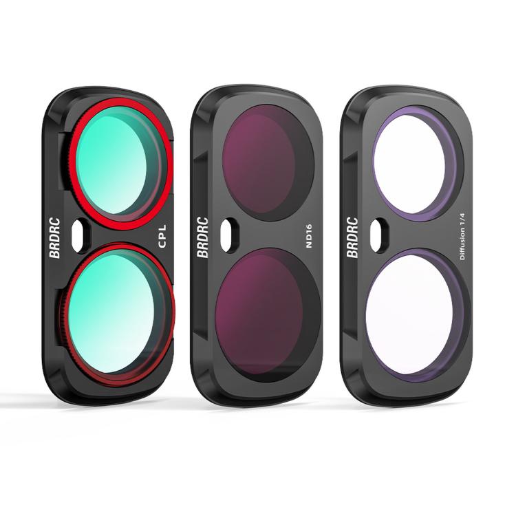 For Insta360 Luna Ultra BRDRC Filter Accessories, UV, CPL, ND16, Black Soft, Anti-Light Pollution, 3pcs /Set CPL + ND16 + Black Soft, 3pcs /Set CPL + Black Soft + Adjustable VND, 4pcs /Set CPL + Black Soft + Anti-Light Pollution + Adjustable VND