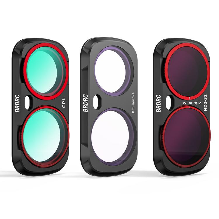 For Insta360 Luna Ultra BRDRC Filter Accessories, UV, CPL, ND16, Black Soft, Anti-Light Pollution, 3pcs /Set CPL + ND16 + Black Soft, 3pcs /Set CPL + Black Soft + Adjustable VND, 4pcs /Set CPL + Black Soft + Anti-Light Pollution + Adjustable VND