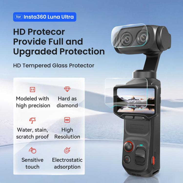For Insta360 Luna Ultra aMagisn 9H Tempered Glass Screen Protector Screen & Lens Protective Film, 1+1 Pack, 2+2 Pack