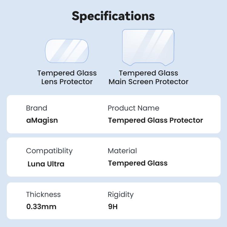 For Insta360 Luna Ultra aMagisn 9H Tempered Glass Screen Protector Screen & Lens Protective Film, 1+1 Pack, 2+2 Pack