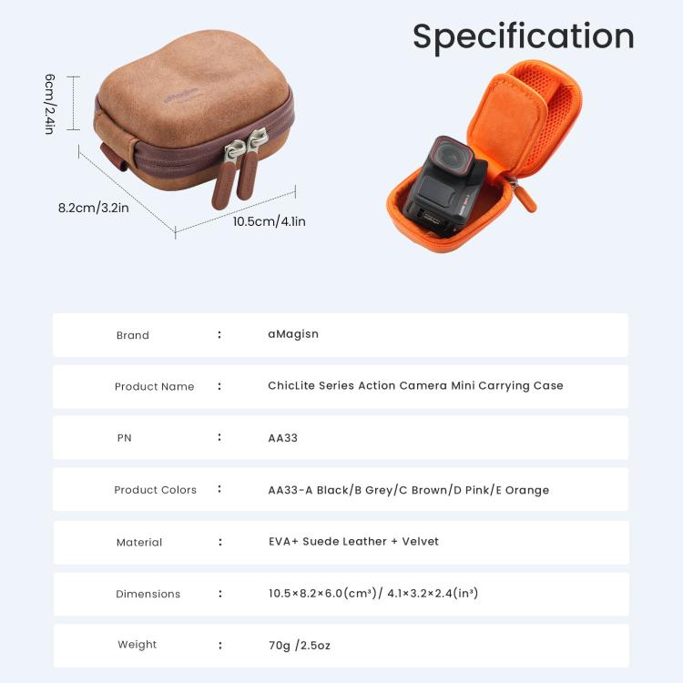 AMagisn ChicLite Series Action Camera Mini Carrying Case For Insta360, DJI Osmo Action & GoPro Hero