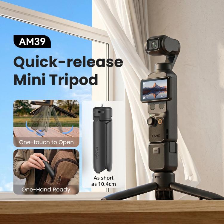 aMagisn One-Touch Open Mini Tripod 2-in-1 Pocket Handheld Grip with 1/4-inch Screw For Most Action Cameras