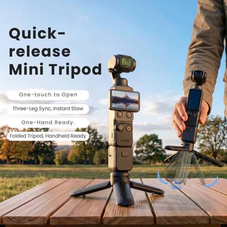 aMagisn One-Touch Open Mini Tripod 2-in-1 Pocket Handheld Grip with 1/4-inch Screw For Most Action Cameras
