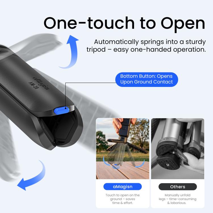 aMagisn One-Touch Open Mini Tripod 2-in-1 Pocket Handheld Grip with 1/4-inch Screw For Most Action Cameras