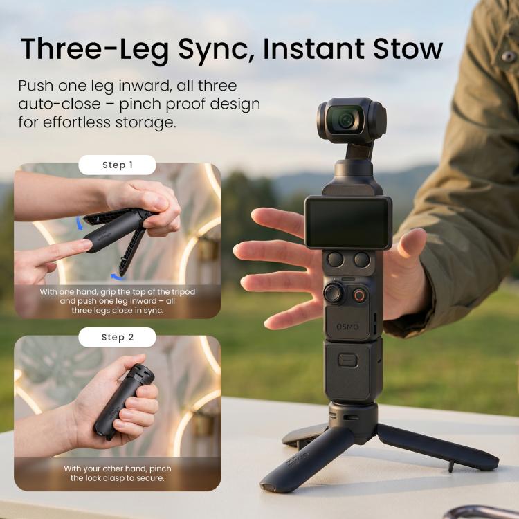 aMagisn One-Touch Open Mini Tripod 2-in-1 Pocket Handheld Grip with 1/4-inch Screw For Most Action Cameras
