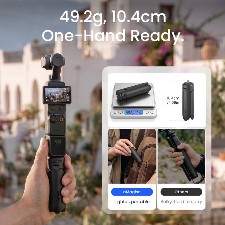aMagisn One-Touch Open Mini Tripod 2-in-1 Pocket Handheld Grip with 1/4-inch Screw For Most Action Cameras