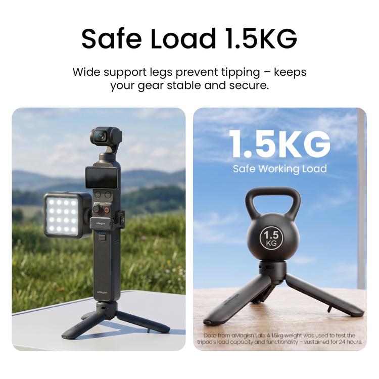 aMagisn One-Touch Open Mini Tripod 2-in-1 Pocket Handheld Grip with 1/4-inch Screw For Most Action Cameras