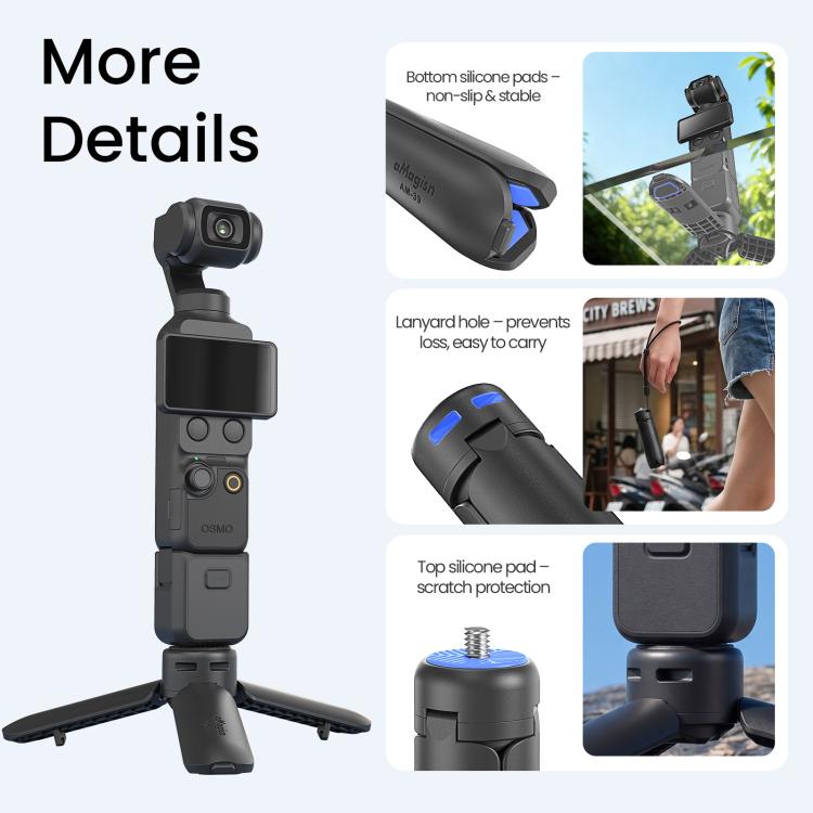aMagisn One-Touch Open Mini Tripod 2-in-1 Pocket Handheld Grip with 1/4-inch Screw For Most Action Cameras