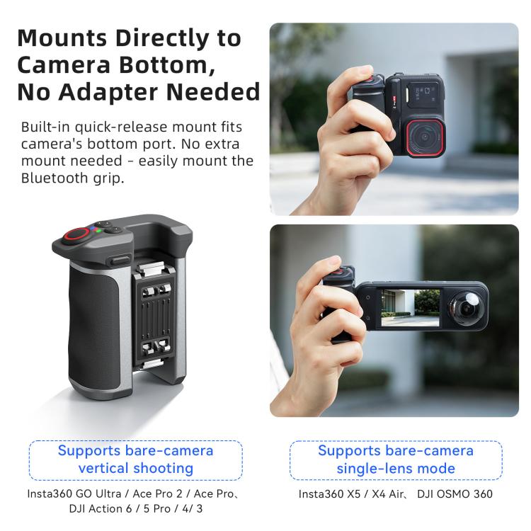 aMagisn Bluetooth Xplorer Grip Kit, For Insta360 Ace Pro 2 / Ace Pro / X5, For Insta360 GO Ultra