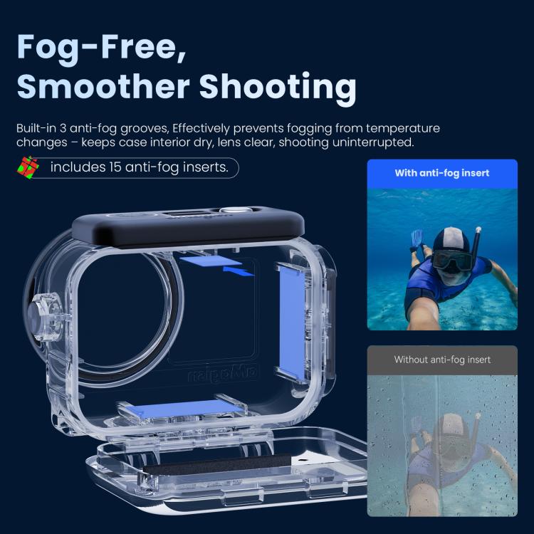 For DJI Action 6 aMagisn 60m Waterproof Case Deep Diving Housing with Dual Lock