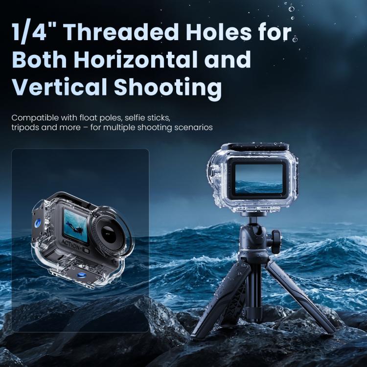For DJI Action 6 aMagisn 60m Waterproof Case Deep Diving Housing with Dual Lock