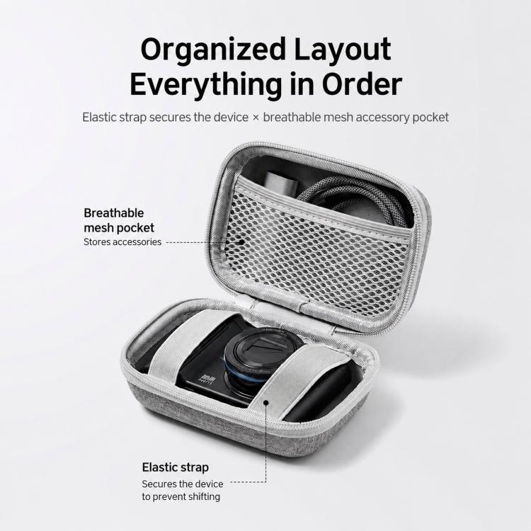 Baona BN-F004 Hard EVA Digital Camera Large Case Shockproof Camera Pouch Bag, Gray, Black, Gray Litchi-grain, Black Litchi-grain