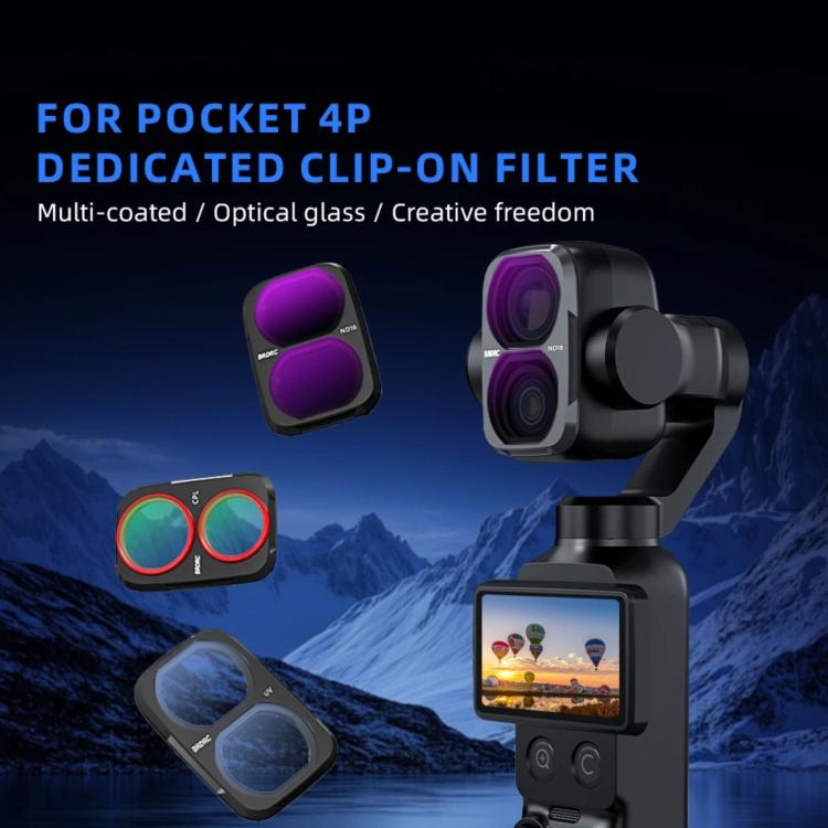 For DJI Osmo Pocket 4P BRDRC Filter Lens Protection Accessory, UV, CPL, ND16, Soft Black, Anti-Light Pollution, CPL + ND16 + Soft Black, CPL + Soft Black + Adjustable VND, CPL + Soft Black + Anti-Light Pollution + Adjustable VND