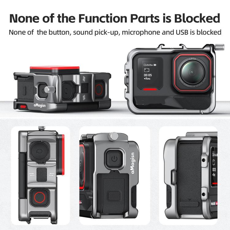 AMagisn Metal Frame Case For Insta360 Ace Pro 2 / Ace Pro / Ace Aluminum Utility Cage With Cold Shoe