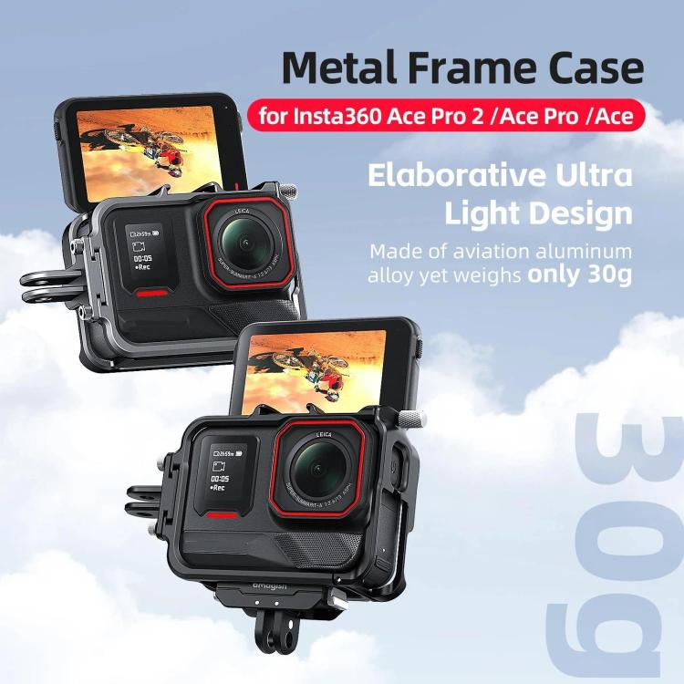 AMagisn Metal Frame Case For Insta360 Ace Pro 2 / Ace Pro / Ace Aluminum Utility Cage With Cold Shoe