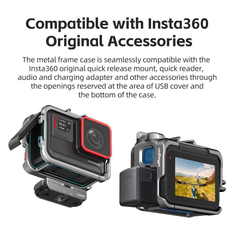 AMagisn Metal Frame Case For Insta360 Ace Pro 2 / Ace Pro / Ace Aluminum Utility Cage With Cold Shoe
