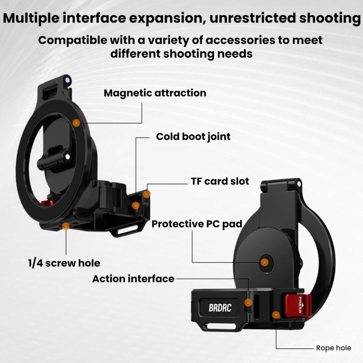 For DJI Osmo Pocket 4 / 4P / 3 BRDRC Teleprompter Magnetic Holder Cold Shoe Extender Phone Clip