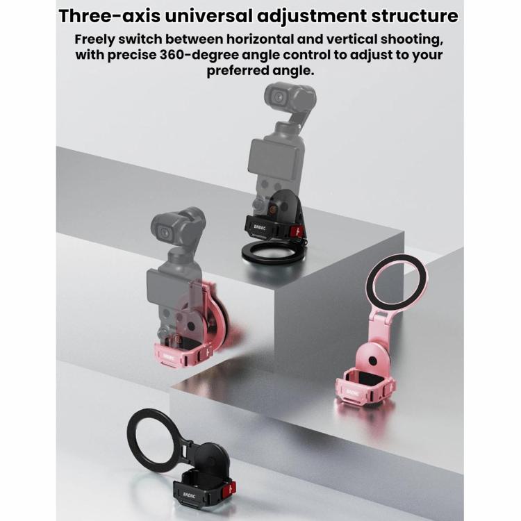 For DJI Osmo Pocket 4 / 4P / 3 BRDRC Teleprompter Magnetic Holder Cold Shoe Extender Phone Clip