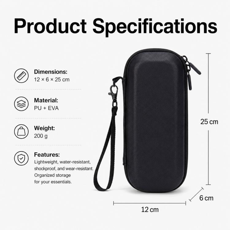 For Insta360 Luna Ultra Portable Carrying Case Hard EVA Travel Storage Bag with Carabiner