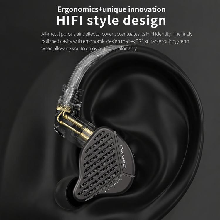 KZ-PR1 Planar Magnetic 1.2m Wired Earphones 13.2mm Planar Driver High-Res Hi-Fi Earbuds, Standard, With Mic