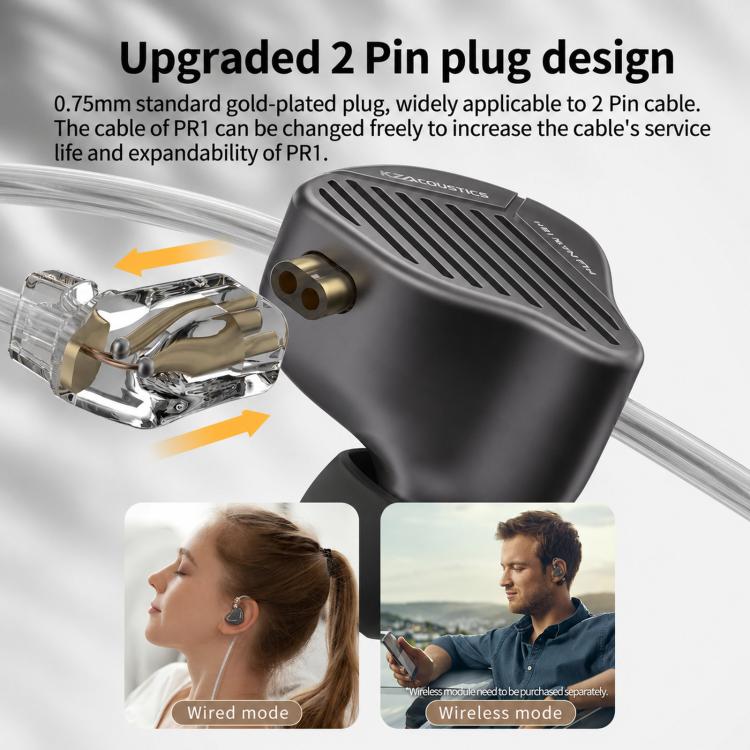 KZ-PR1 Planar Magnetic 1.2m Wired Earphones 13.2mm Planar Driver High-Res Hi-Fi Earbuds, Standard, With Mic