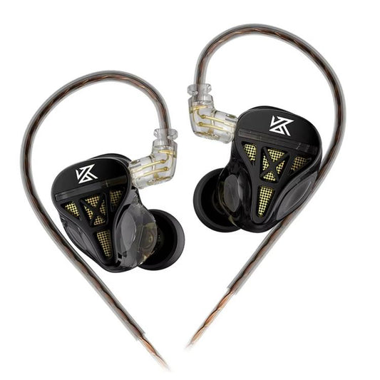 KZ-DQS Dynamic In-Ear Wired 1.2m Earphones Heavy Bass Gaming Hi-Fi Sports Monitoring Earbuds, Standard, With Mic