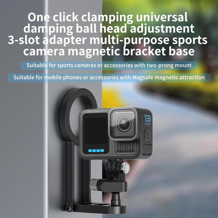Magnetic Action Camera Mount Base, Universal 2-Prong Ball Joint, For Insta360 GO 3/3S Quick Release, For GoPro 13 Quick Release, For DJI Action 5 Pro/4/3/2 Quick Release, For 1/4inch Screw Hole Camera, Universal 17mm Ball Joint                         ...